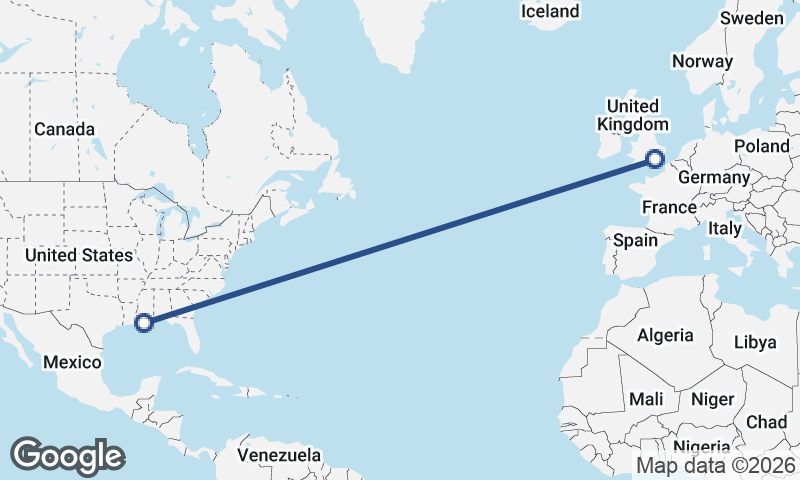 New Orleans to London