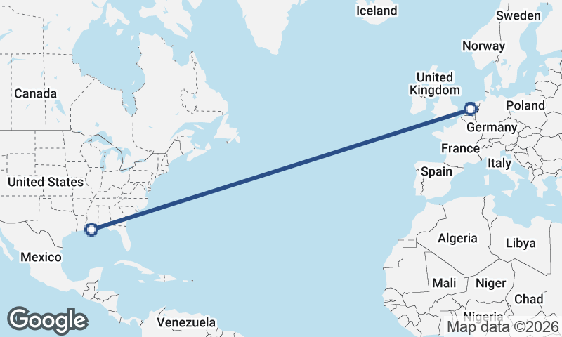 New Orleans to Amsterdam