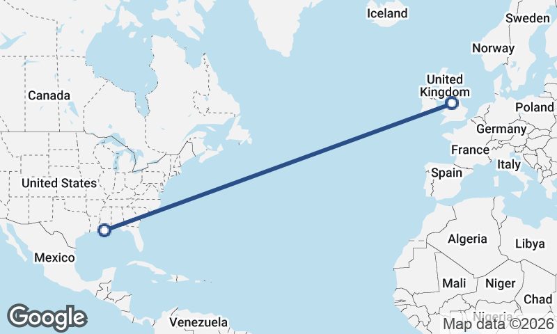 New Orleans to Manchester