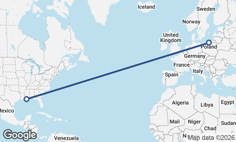 New Orleans to Gdańsk