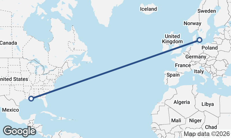 New Orleans to Copenhagen