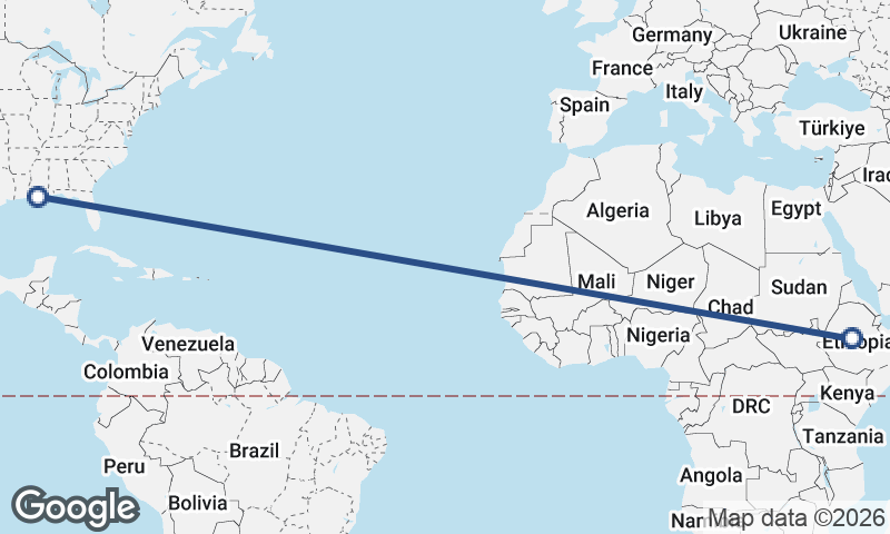 New Orleans to Addis Ababa