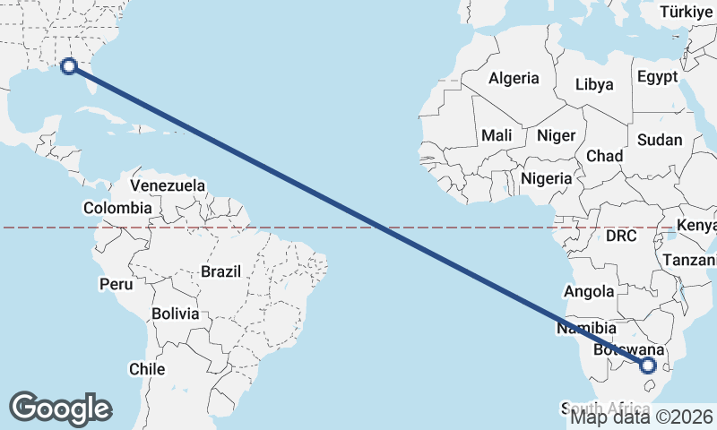 Panama City to Johannesburg