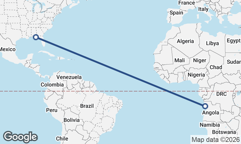 Panama City to Luanda