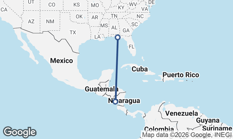 Panama City to Managua