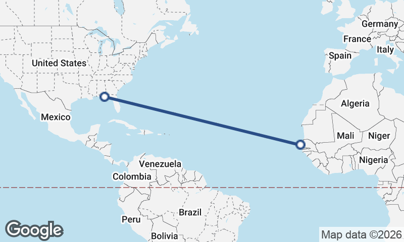 Panama City to Dakar