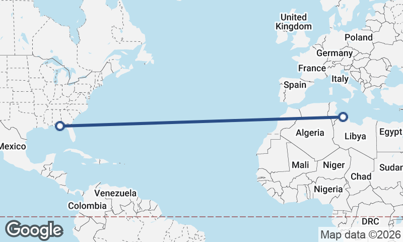 Panama City to Tripoli