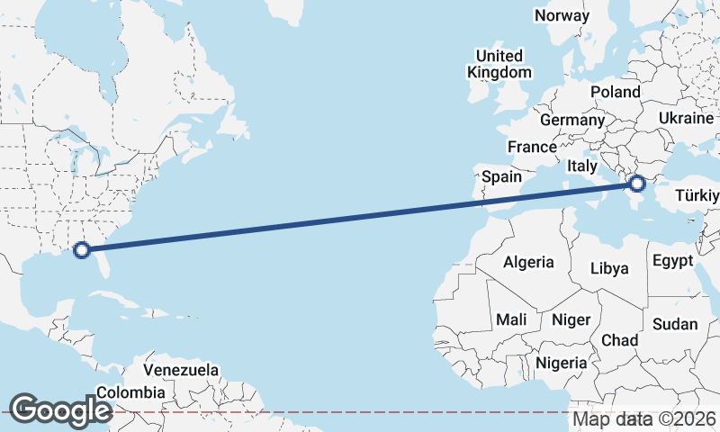 Panama City to Thessaloníki