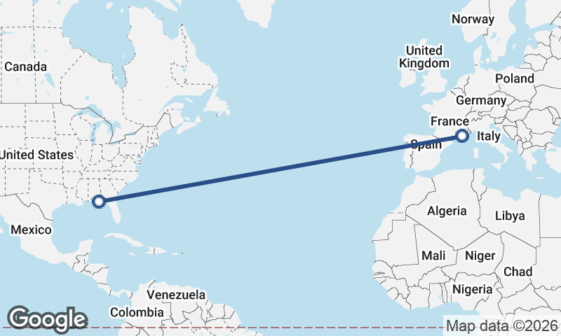 Panama City to Marseille