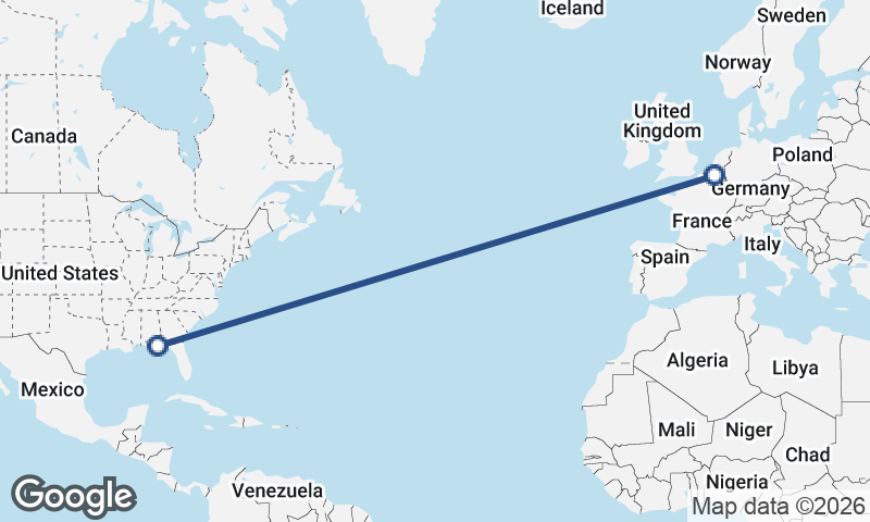 Panama City to Brussels