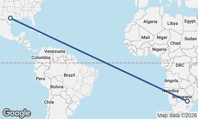 Austin to Johannesburg