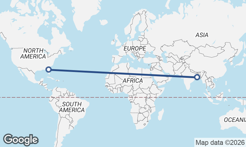 Jacksonville to Kolkata