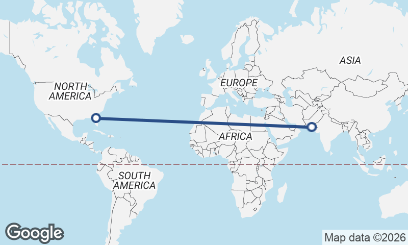 Jacksonville to Karachi
