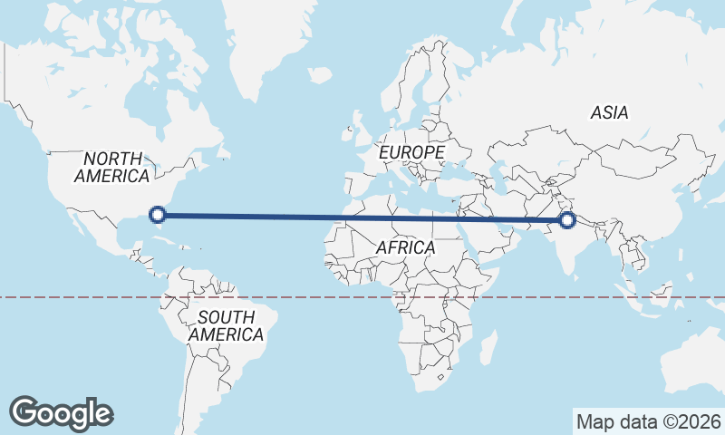 Jacksonville to Delhi