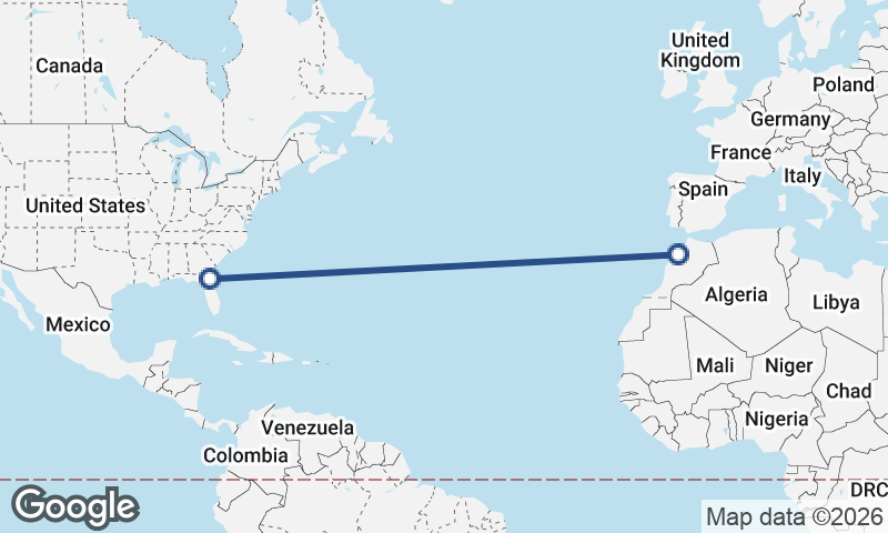 Jacksonville to Casablanca