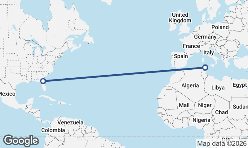 Jacksonville to Tunis