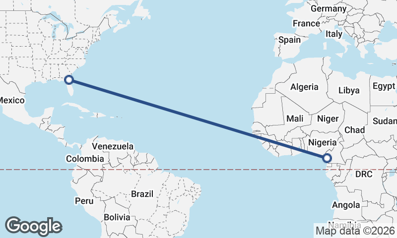 Jacksonville to Douala