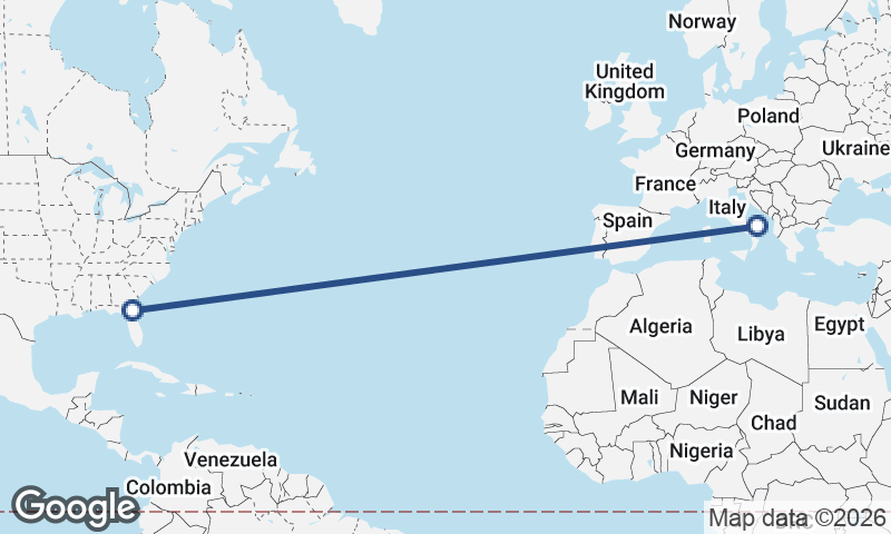 Jacksonville to Bari