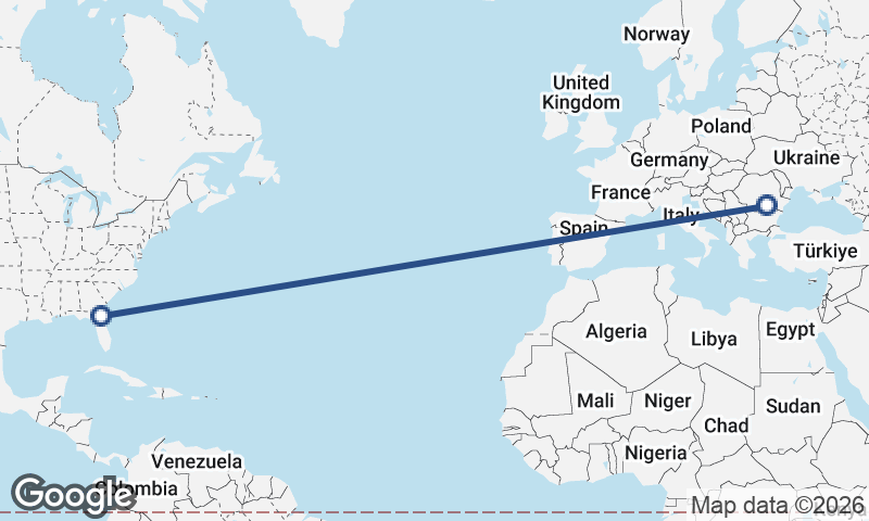 Jacksonville to Bucharest