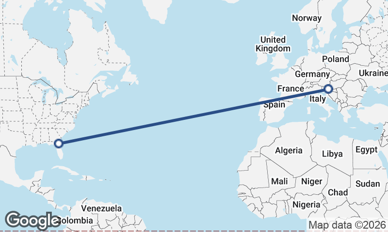 Jacksonville to Zagreb