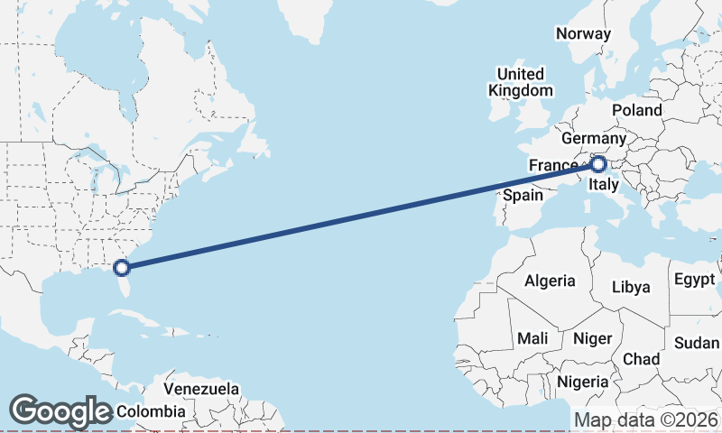 Jacksonville to Trento