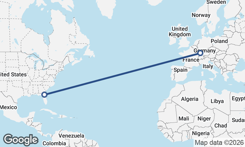 Jacksonville to Strasbourg