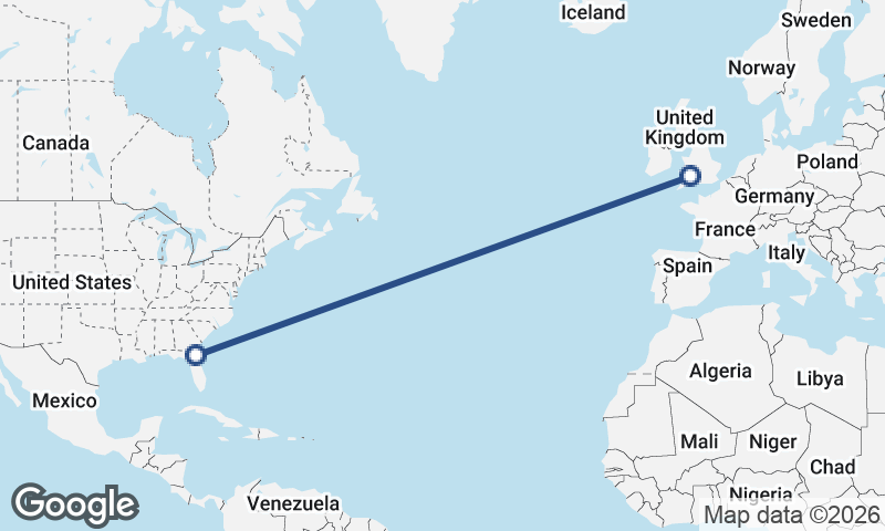 Jacksonville to Cardiff