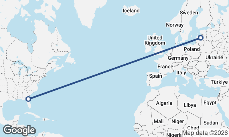 Jacksonville to Riga