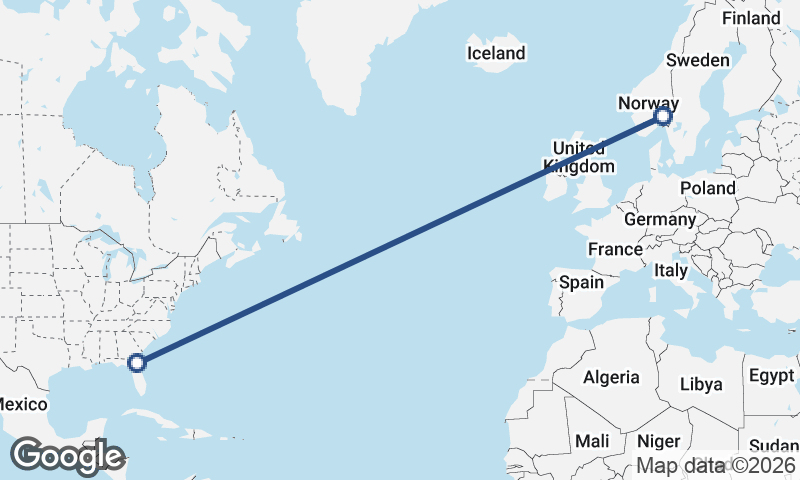 Jacksonville to Oslo