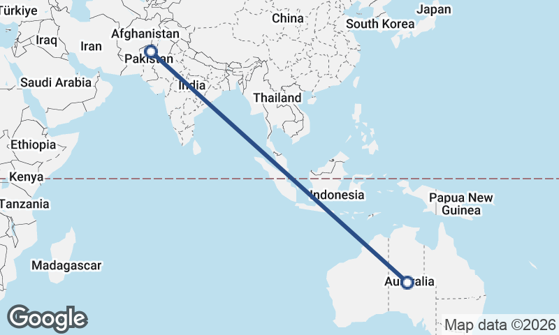 Pakistan to Australia