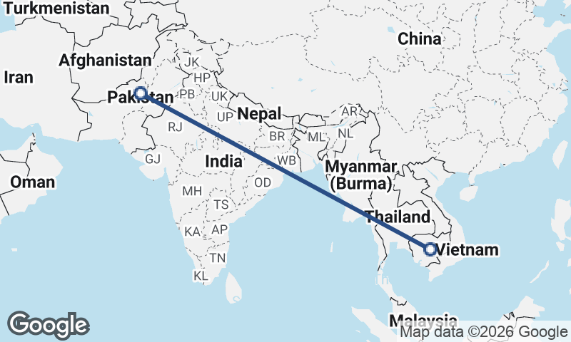 Pakistan to Cambodia