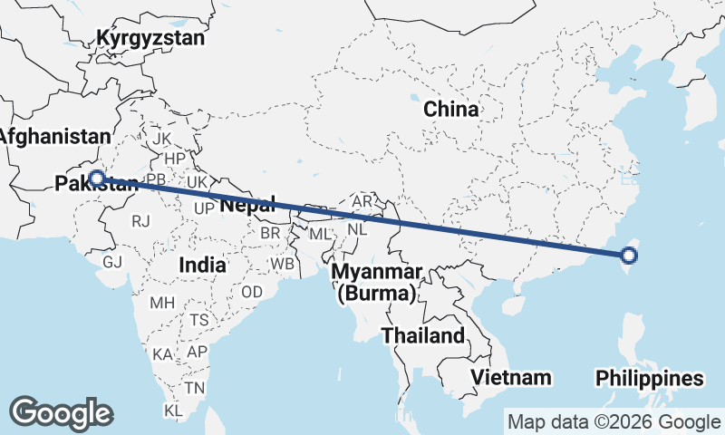 Pakistan to Taiwan