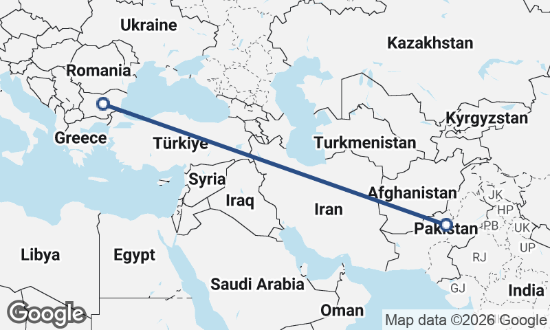 Pakistan to Bulgaria