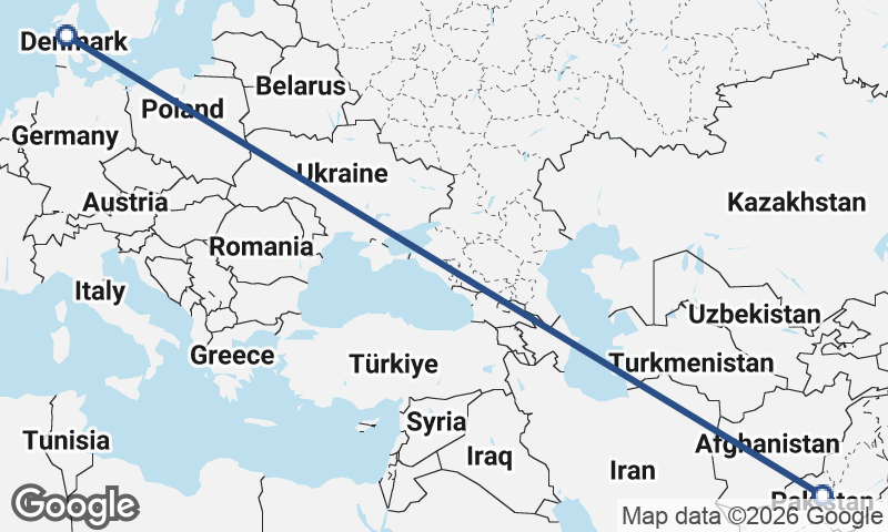 Pakistan to Denmark