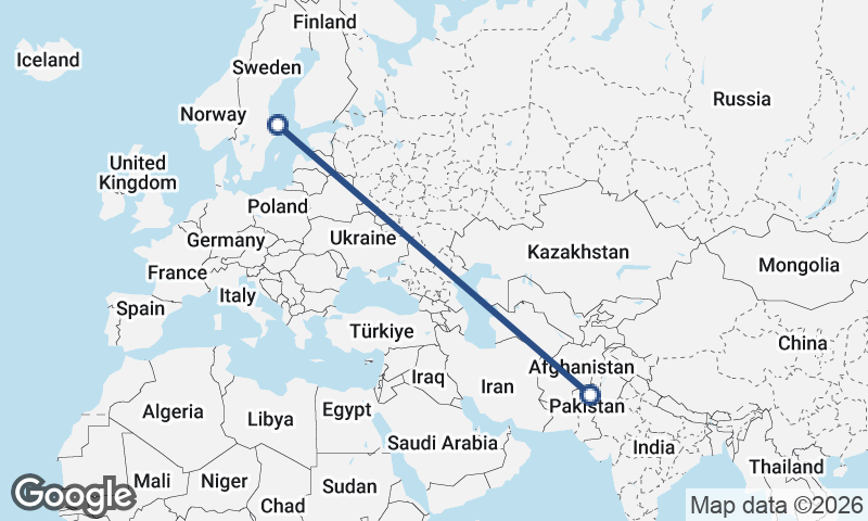 Pakistan to Sweden