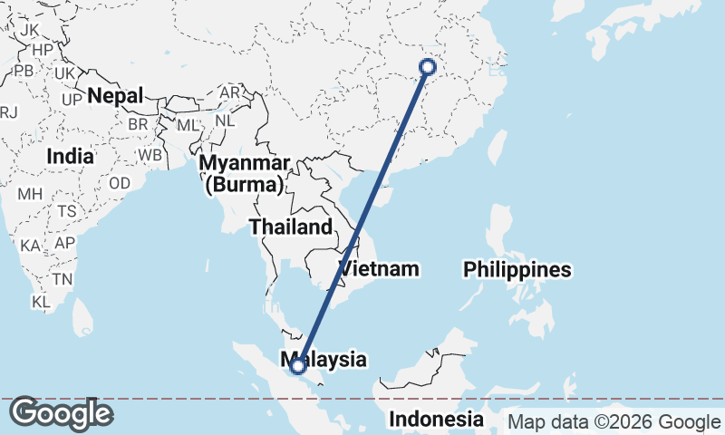 Wuhan to Kuala Lumpur