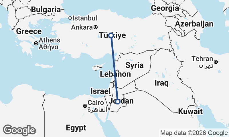 Jordan to Turkey