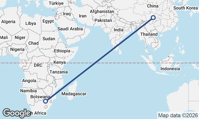 Chengdu to Johannesburg