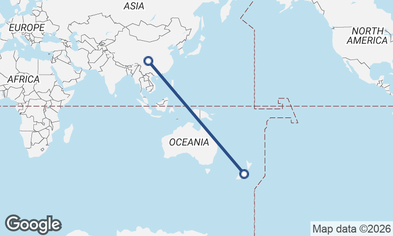 Chengdu to Christchurch