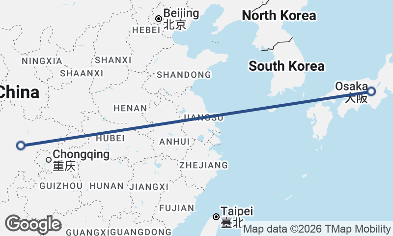Chengdu to Ōsaka