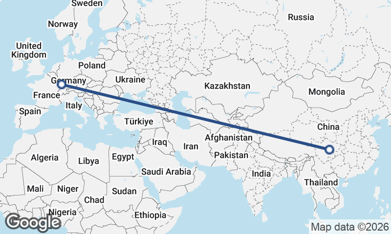 Chengdu to Strasbourg