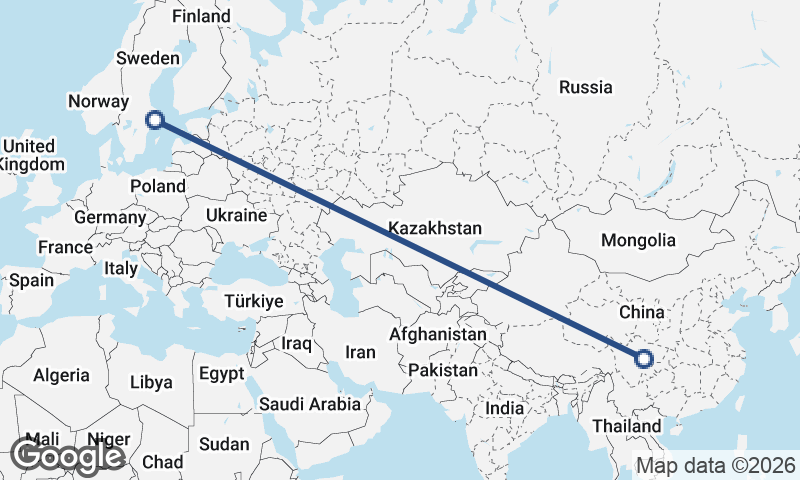 Chengdu to Stockholm