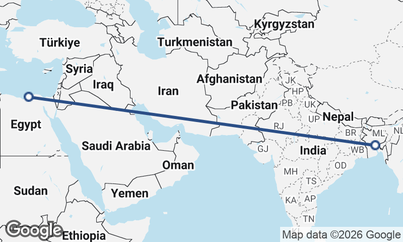 Alexandria to Dhaka