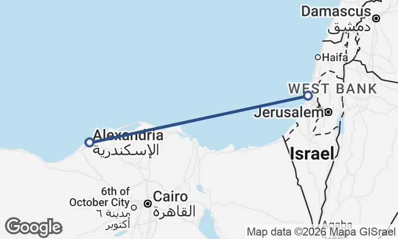 Alexandria to Tel Aviv-Yafo