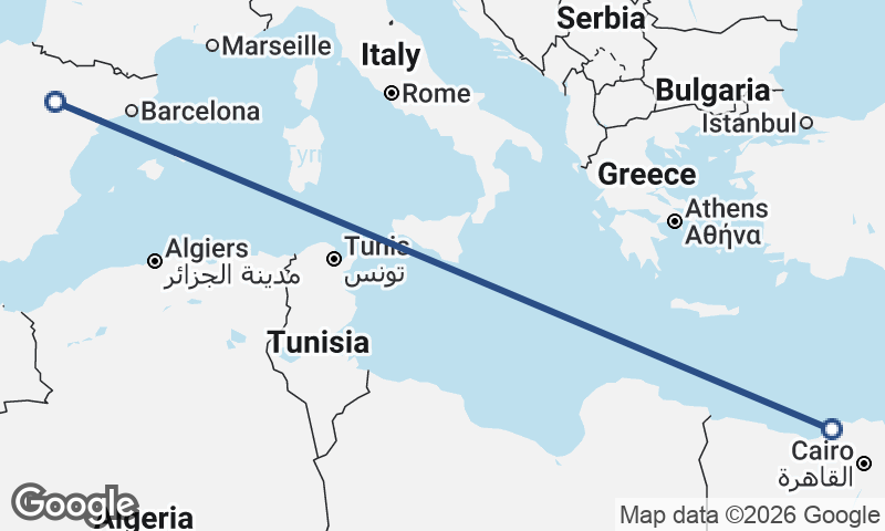 Alexandria to Zaragoza