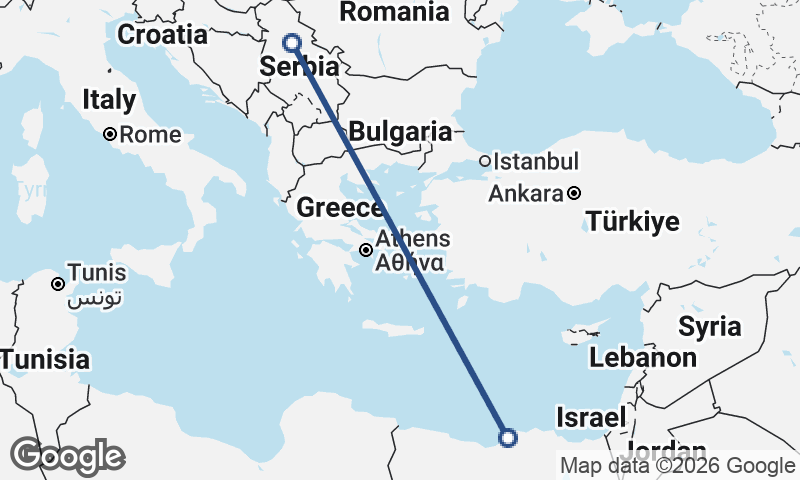Alexandria to Belgrade