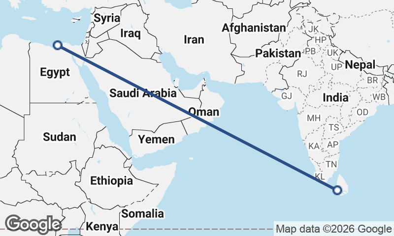 Alexandria to Colombo
