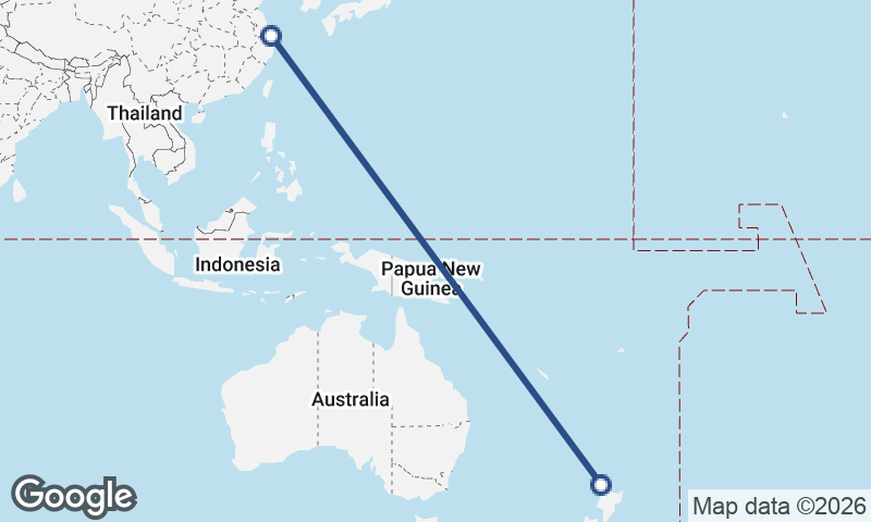 Shanghai to Auckland