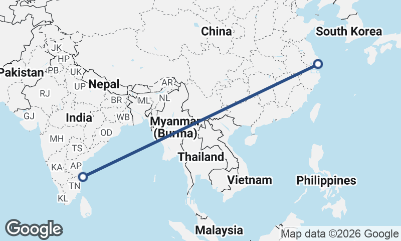 Shanghai to Chennai