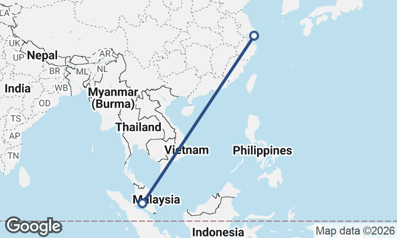 Shanghai to Kuala Lumpur